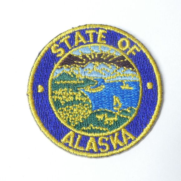 State of Alaska Seal Patch Iron On Round 1.5" Embroidered - Picture 1 of 4